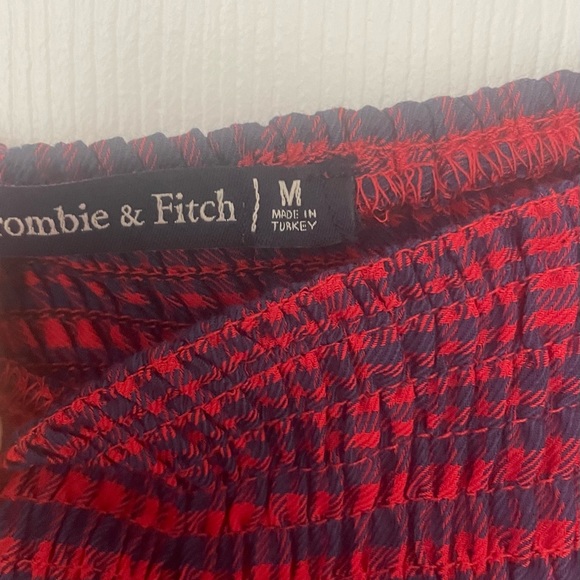 Abercrombie & Fitch Plaid Smocked Long Sleeve Crop Top - Picture 5 of 6